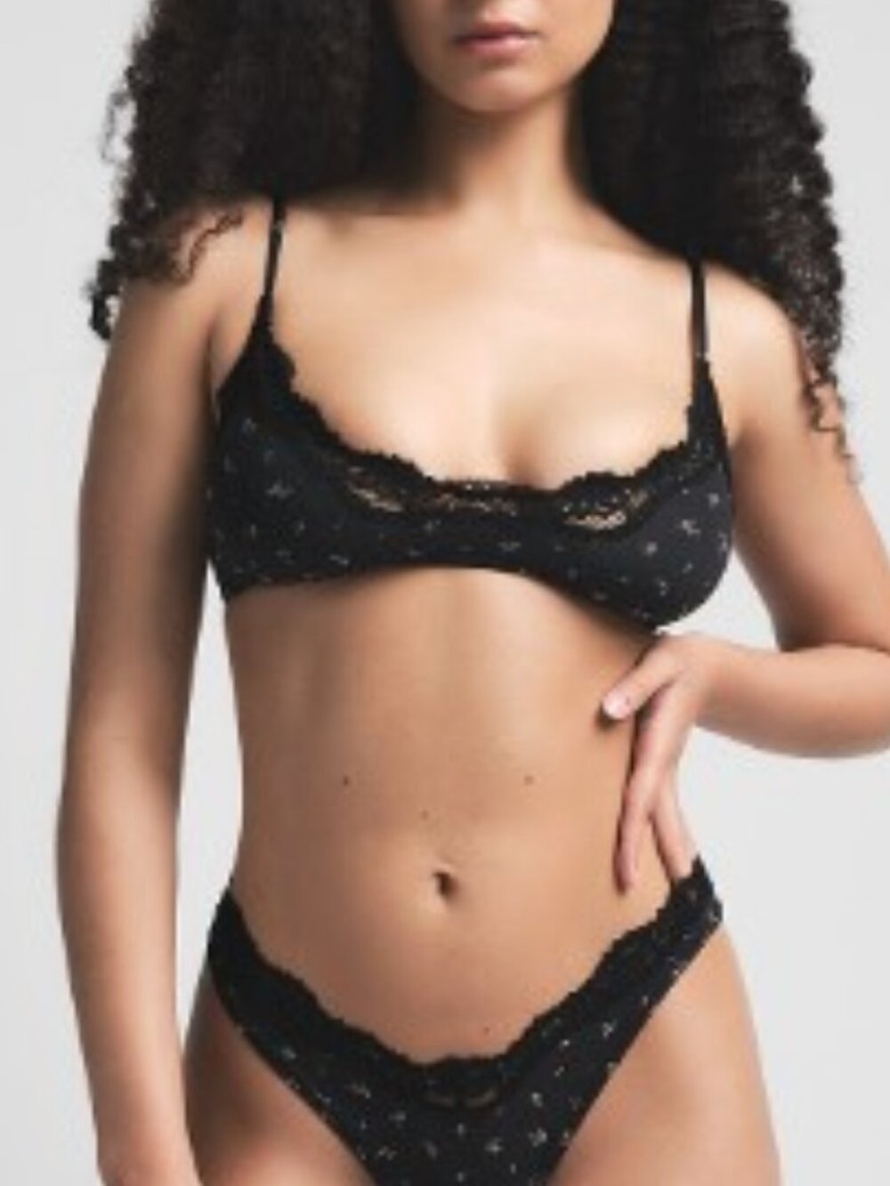 SKIMS Fits Everybody Lace Scoop Bralette | Onyx Rosebud Print | S | NWT